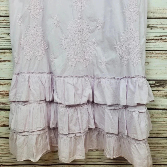 Soft Surroundings Medium Lavender 3/4 Sleeve Embroidered Cotton Gown Nightgown - Picture 3 of 9